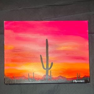 Original Acrylic Painting on Stretched 16”x12” Canvas Arizona Sunset Inspired